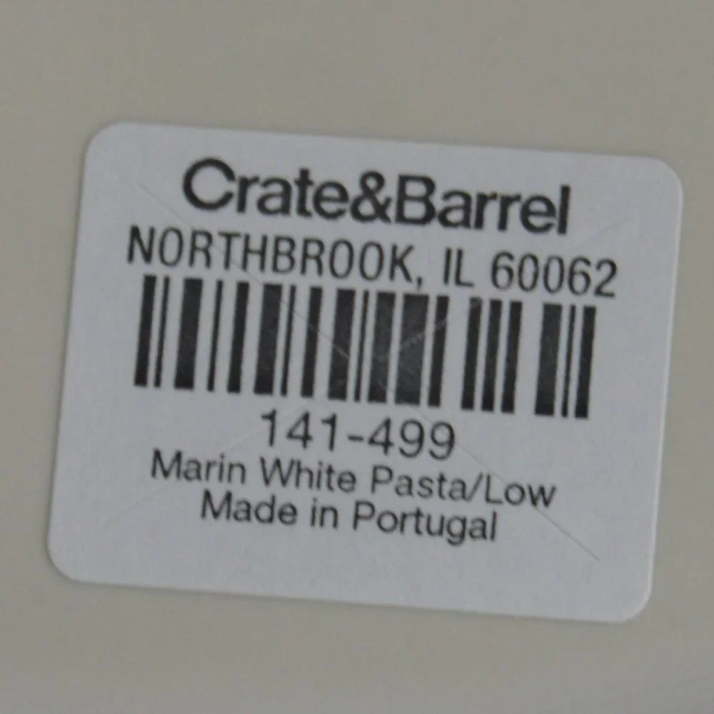 Crate & Barrel 9” Marin White Pasta Bowl Low Wavy Rim 141-499 NEW